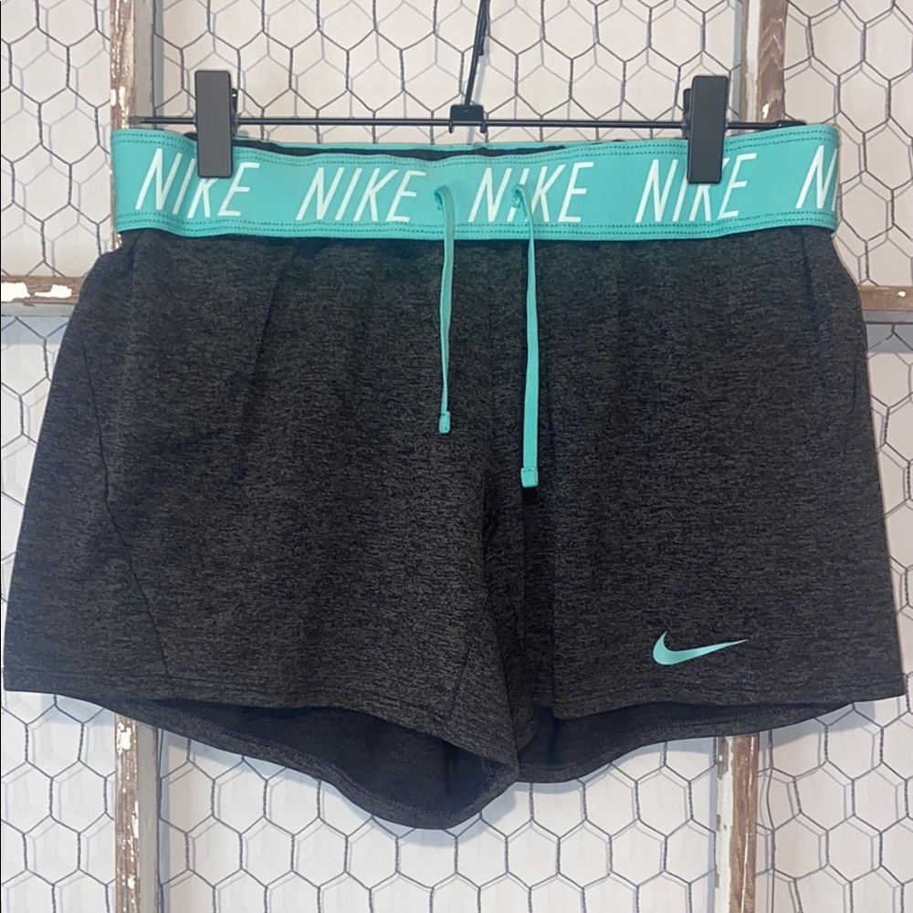 Nike Gray and Blue Athletic Shorts with Elastic Waistband